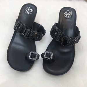 BCBG Jeweled Sandals Black